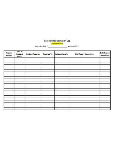 Free 10 Incident Report Log Templates In Pdf Ms Word