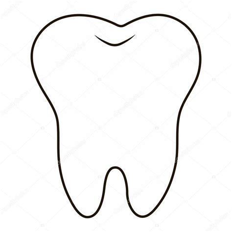 Simple Cartoon Tooth White Silhouette On A Blue Background Teeth