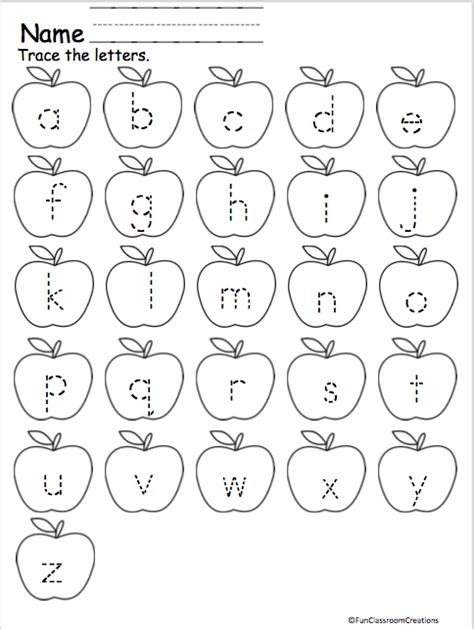 Alphabet Letter Tracing Lowercase Apples Trace The Lowercase Letters