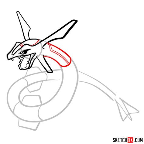 How To Draw Rayquaza Pokemon Sketchok Easy Drawing Guides