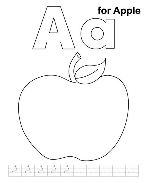 A For Apple Coloring Page With Handwriting Practice Download Free A