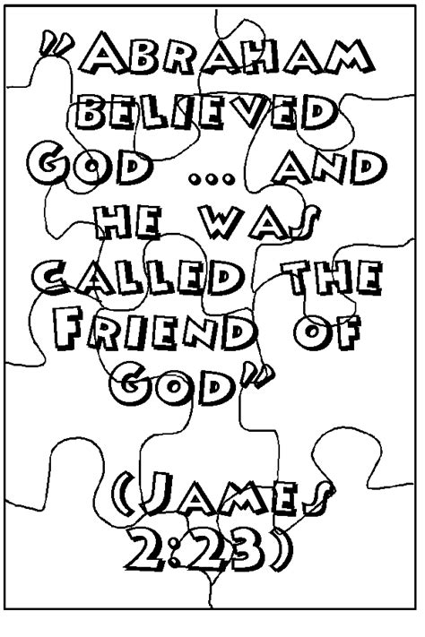 Abram and lot bible activities for kids songs. James 2:23 Puzzle Coloring Page