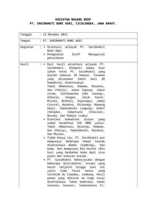 DOCX Logbook Kegiatan Magang PT SBA DOKUMEN TIPS