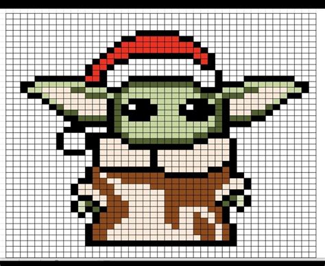 Baby Yoda Pixel Art Pattern Christmas Baby Yoda Pattern No Colour