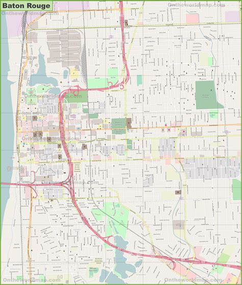 Baton rouge is the capital city of louisiana with population of about 230 thousand. Large detailed map of Baton Rouge