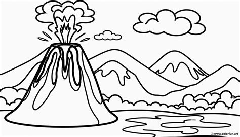 Coloriage Dun Volcan En Activité à Télécharger Ou à Imprimer Gratuitement