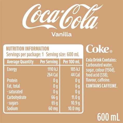 Coca Cola Vanilla Soft Drink Bottle 600ml Woolworths