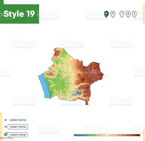 Araucania Cile Mappa Fisica Altamente Dettagliata Mappa Vettoriale