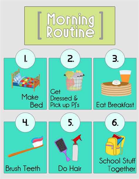 Free Printable Morning Routine Chart Printable Word Searches