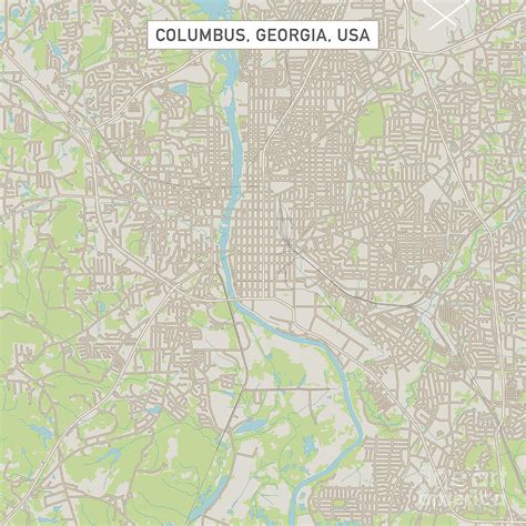 Columbus Georgia Us City Street Map Digital Art By Frank Ramspott