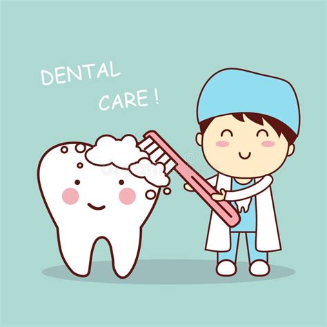 Cute Cartoon Dentist Brush Tooth Stock Vector Illustration Of