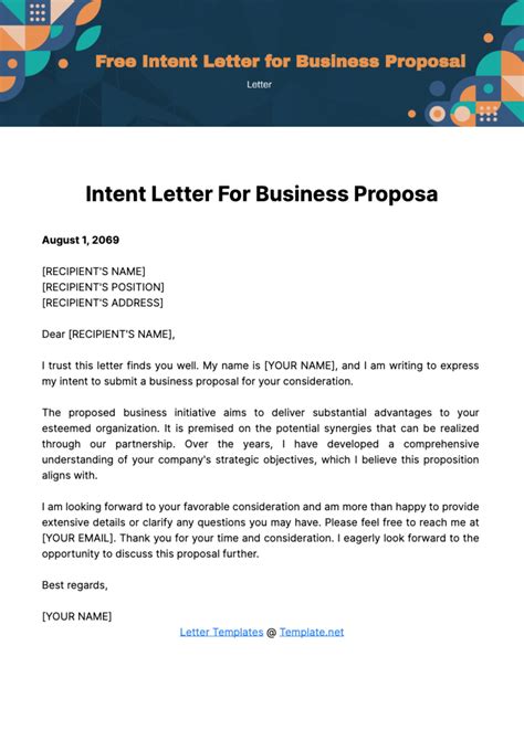 Intent Letter For Business Proposal Template Edit Online And Download