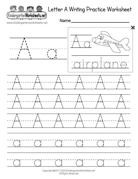 Free Printable Letter A Writing Practice Worksheet