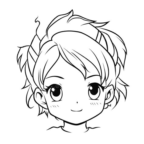 Anime Girl With Hair Drawn For Coloring Outline Sketch Drawing Vector