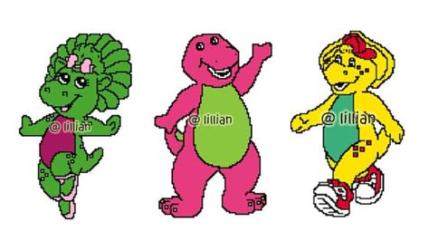 Pdf 3 Sets Barney Bj Baby Bop Cross Stitch Pattern Patterns Etsy