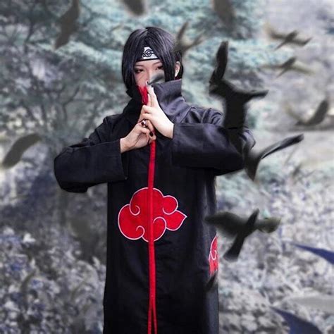 Buy Sx Anime Style Naruto Costume Akatsuki Cosplay Cloak Sasuke Uchiha