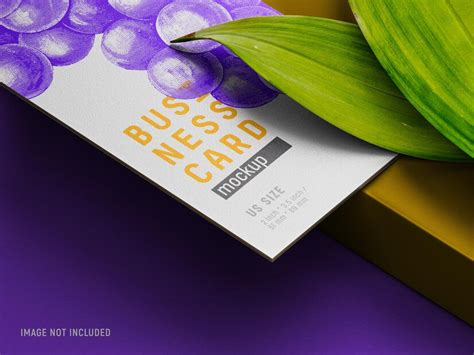 Premium Psd Business Card Under Two Leaves Mockup Template