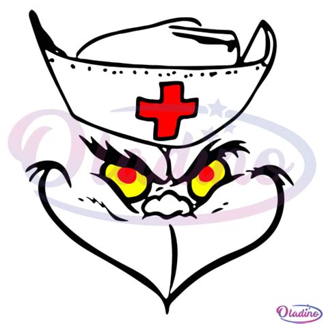 Resting Grinch Face Nurse SVG Digital File