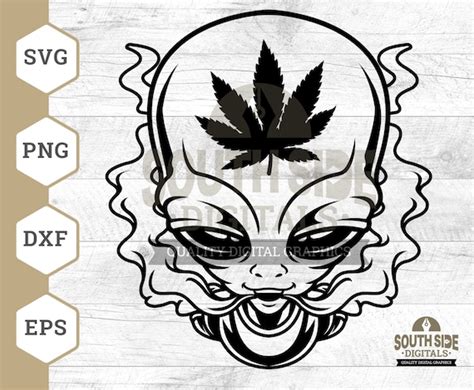 Smoking Alien Svg Files Cannabis Alieng Svg Smoking Joint Etsy