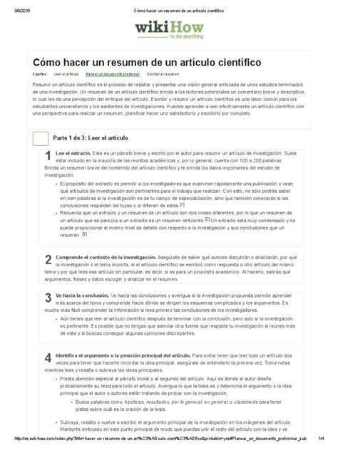 Cómo Hacer Un Resumen De Un Artículo Científico Pdf Verdad