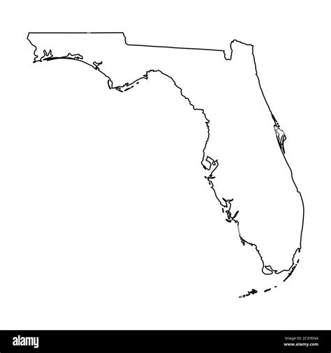 Florida Fl State Maps Black Outline Map Isolated On A White Background