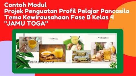 Modul Projek Penguatan Profil Pelajar Pancasila Tema Kewirausahaan Fase B Kelas Jamu Toga