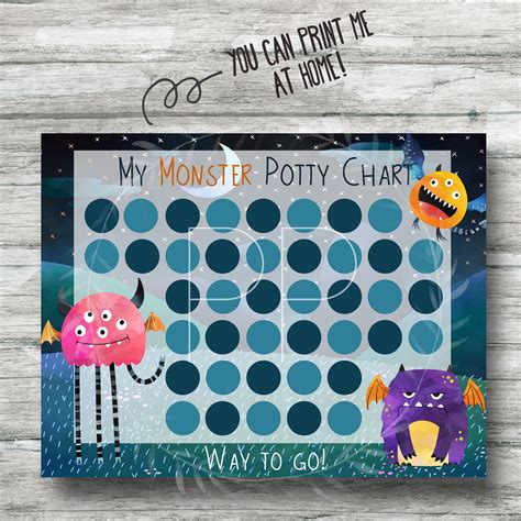 Printable Monster Potty Training Chart Instant Download Potty Chart