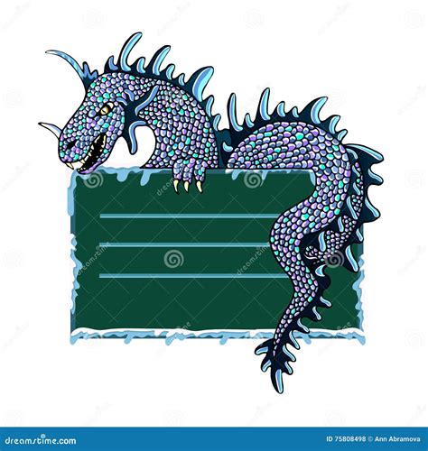 The Ice Dragon With A Sign For Text Stock Vector Illustration Of