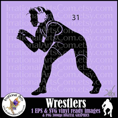 Wrestlers Silhouettes Female Pose 31 With 1 Eps And 1 Svg Vector Files