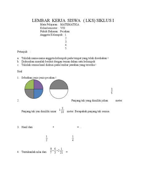 Lembar Kerja Siswa Kelas 3 Sd