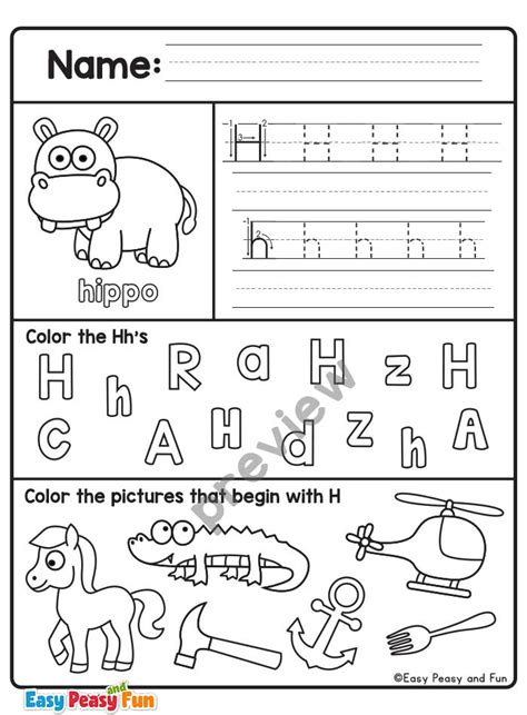 Letter H Worksheets For Preschool And Kindergarten Easy Peasy And Fun