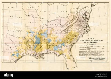 Map Of Cotton Growing Regions Of The American South During The Slave