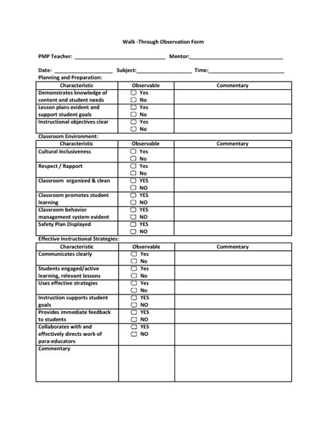 Observation Form Templates Pdf Download Fill And Print For Free