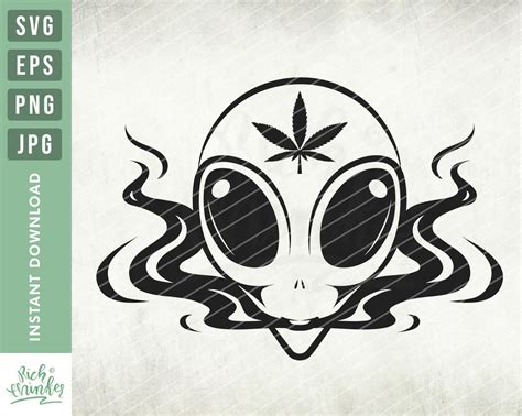 Alien Smoking Weed Svg Smoking Joint Svg Rasta Alien Svg Etsy