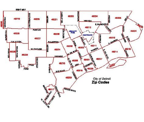 Zip Code Map Detroit Map Vector