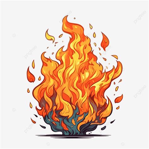 Fire Flame Vector Sticker Clipart Fire Explosion Drawing Cartoon