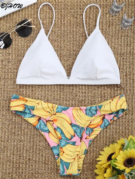 Bjhow New Banana Print Bikini Set Brazilian 2018 Sexy Micro Bikini