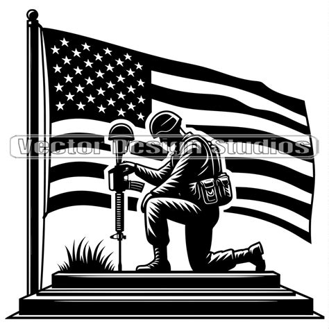 Fallen Soldier Tribute American Flag Svg And Png File Patriotic Clipart