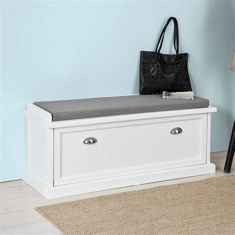 The storage bench has 10 cubbies of various sizes, useful for storing both shoes and boots. Haotian White,White Storage Bench with Removable Seat ...