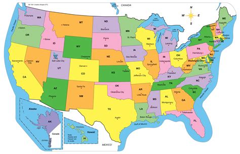 Map Of The Us Labelled