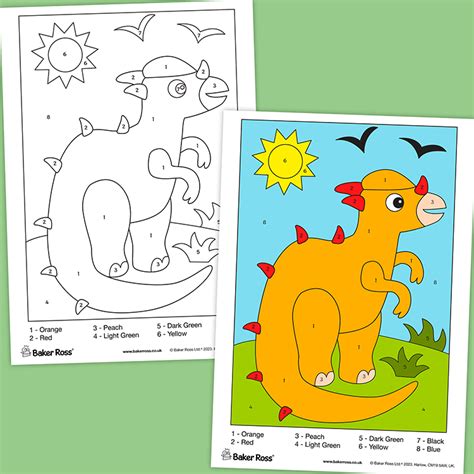 Dinosaur Colour By Numbers Craft Activity Guide Baker Ross