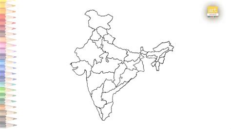 India Map With New States Outline Drawing How To Draw India Map With