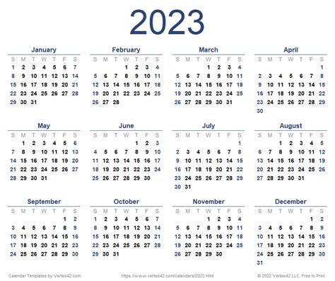 Calendar For 2023 United States Calendar 2023 With Federal Holidays