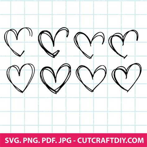 Heart SVG Bundle Hand Drawn Heart Doodle Heart SVG Valentine Heart