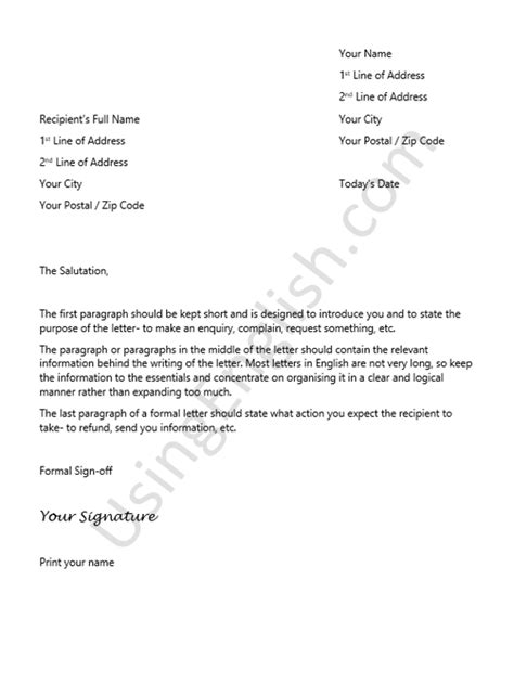 Formal Letter Format How To Write A Formal Letter