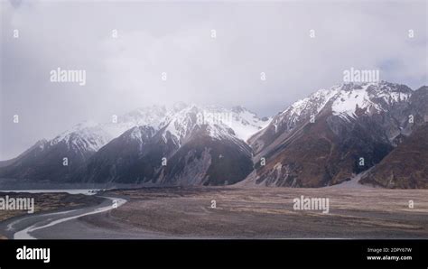 Aerial View Of Mount Tasman And Tasman Valley In New Zealand Stock