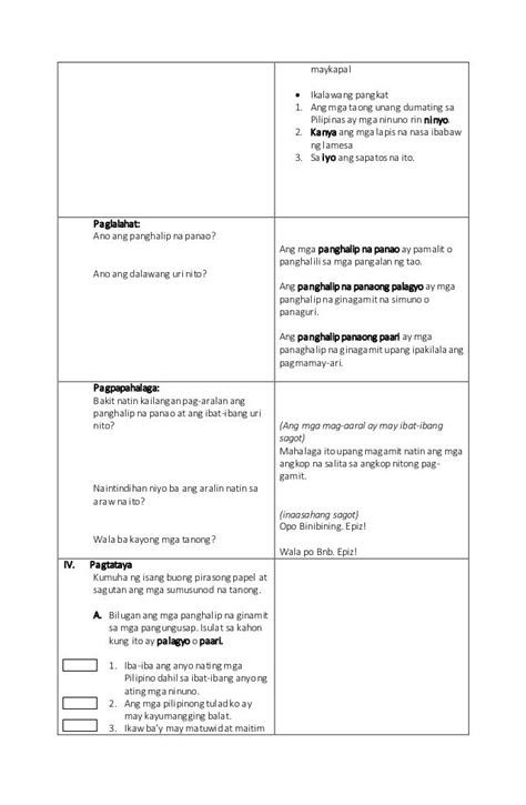 Masusing Banghay Aralin Sa Filipino Detailed Lesson Plan In Filipino