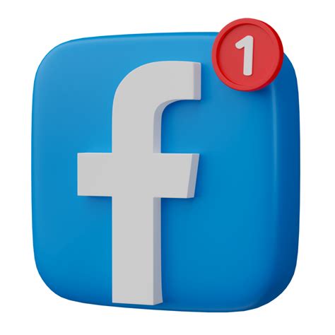 3d Render Facebook Logo Icon With New Notification Isolated On