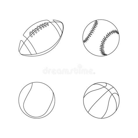 Sports Balls Vector Line Art Stock Illustrations 370 Sports Balls