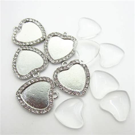 10pcslot Crystal Heart Dangle Charms Custom Jewelry Heart Charms